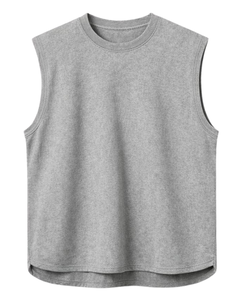Camiseta sin mangas gris para hombre, chaleco informal de gimnasio, camisa de algodón transpirable para verano, ajuste holgado, ropa deportiva para entrenamiento atlético. - Product Image 1