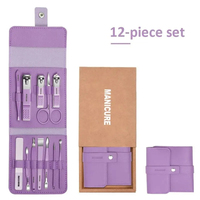 Ensemble de coupe-ongles en acier inoxydable, 12-16 pièces, avec sac pliable, kits de coupe-ongles pour manucure, ciseaux, outil de beauté et de maquillage