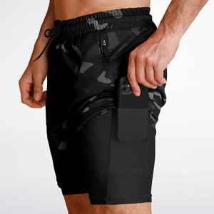 Shorts décontractés en toile taille haute pour hommes avec cordon de serrage réglable, séchage rapide, tissu respirant, motif tendance pour la gym et le fitness - Product Image 5