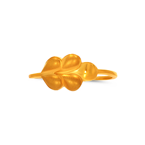 Bague Fleur Dorée Luxe Plaqué Or pour Femme, Bague Fleurie à Quatre Pétales Réglable - Product Image 3