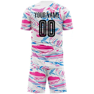 ชุดเสื้อฟุตบอลแบบซับลิเมชั่นสั่งทำพิเศษ สีดำชมพูลายพราง แขนสั้น คอวี แห้งเร็ว สำหรับผู้ใหญ่ทุกเพศทุกวัย ไซส์พลัส - Product Image 3