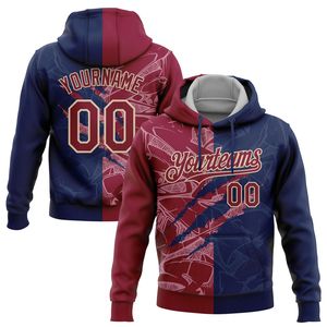 Sweat à capuche pour homme personnalisé avec nom, numéro, motif graffiti, sublimation, polyester, vêtements de sport décontractés, vêtements d'automne - Product Image 5