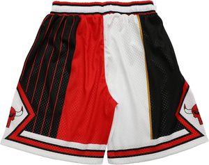 Men's Shorts <b>Colour</b> Blocked Mesh Elastic Waist Sporty Style Red Black White - Product Image 1