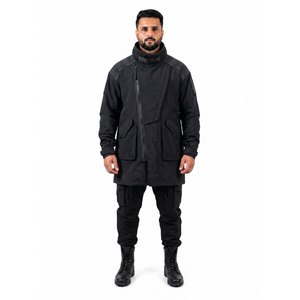 Custom Techwear Men's 3L <b>Waterproof</b> Corduroy Shell Jacket Oversized Asymmetric <b>Trench</b> Coat Stand Collar Vintage Decoration - Product Image 1