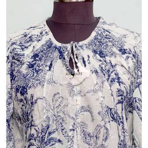 Haut tricoté à la main en pur coton, respirant, style vintage, pour femme, coupe décontractée, manches mi-longues, idéal pour l'hiver, l'été, le printemps, le bureau ou les loisirs. - Product Image 3