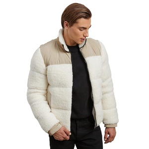 Custom High Quality Men's Sherpa <b>Lined</b> Puffer <b>Jacket</b> Zip Up Hooded Winter Outerwear Custom Logo Casual Outdoor Coat - Product Image 4