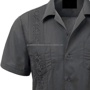 เสื้อโปโลผ้าคอตตอนสไตล์คิวบาลำลองเสื้อโปโล guayabera สีน้ำเงินไพลิน - Product Image 5