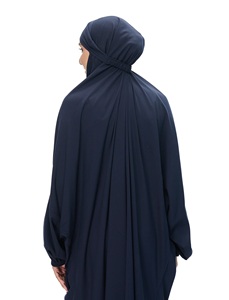 Royal Nida Women's Modest Navy Blue Abaya Long Sleeve High Neck Floor Length Solid Soft Polyester Daily Wear Prayer Middle East - Product Image 3