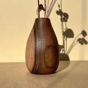 Ensembles de vases minimalistes, vase à fleurs artisanal en noyer, art rustique en bois pour fleurs séchées - Product Image 1