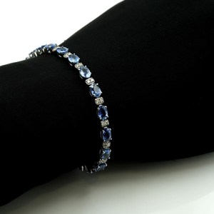Bracelet en saphir bleu, pierre de naissance de septembre, bijoux élégants en pierres précieuses pour femmes, article cadeau plaqué or et argent - Product Image 6