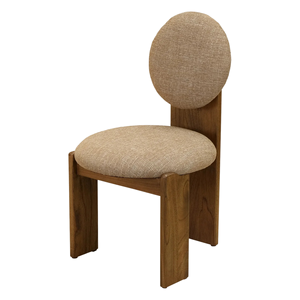 Contemporary Round-Back Dining <b>Chair</b> with Solid Wood Base|<b>Upholstered</b> Seat for Home Cafe Interior Furniture - Product Image 2