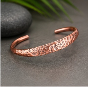 Handmade Copper Cuff Bracelet Hammered Finish Solid Metal Fashionable Jewelry Bangle Exquisite Design - Product Image 5