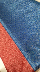 Tissu jacquard brocart tissé à motif de feuilles métalliques pour vêtements féminins, matière en soie de poids moyen - Product Image 2