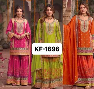 ชุดคุรตะพร้อมใส่สำหรับผู้หญิง ผ้าไหมชิโนน ตกแต่งด้วยงานปักเลื่อมอย่างประณีต ดีไซน์หรูหรา สไตล์ชาติพันธุ์ เหมาะสำหรับงานเทศกาลและงานปาร์ตี้ - Product Image 3