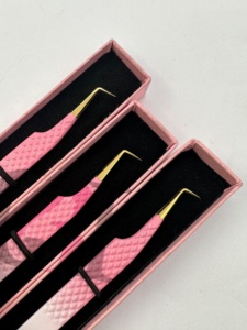 Nouvelles pinces à cils antistatiques GETUP BROSONS IMPEX à double revêtement en poudre de 90 degrés, design découpé en forme de cœur, pointe dorée - Product Image 6