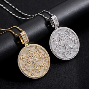 Mens 925 Silver Moissanite Cross Medallion Pendant Rope Chain Iced Religious <b>Statement</b> <b>Necklace</b> Luxury Jewellery Gift - Product Image 1