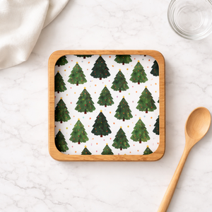 Plateau de service artisanal en bois de manguier émaillé, motif sapin de Noël, pour snacks et fruits secs, idéal pour la maison, l'hôtel et la restauration - Product Image 5