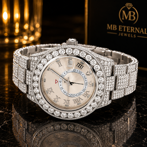 Reloj de Cuarzo Redondo con Incrustaciones de Diamantes MB ETERNAL JEWELS, 38 mm, Cristal de Zafiro, Números Romanos, Analógico, Reloj de Lujo para Mujer - Product Image 3