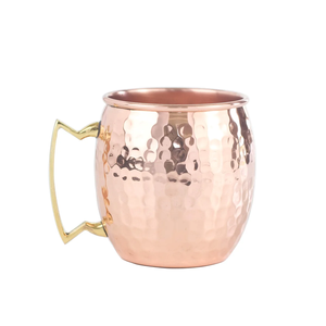 Taza de Cerveza Moscow Mule Clásica de Cobre Puro 100% de 16oz, Martillada, con Asa de Latón, Ecológica, para Fiestas - Product Image 3