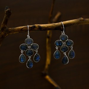 Blue Labradorite Gold Plated <b>Stud</b> <b>Earrings</b> Bezel <b>Set</b> August Birthstone Sterling <b>Silver</b> Luxury Gift for Women Party - Product Image 2