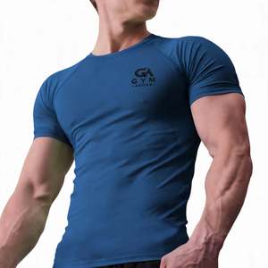 GYM ACTIVE <b>Men's</b> High Street Silk Screen Printed Custom Jersey <b>T</b>-<b>Shirts</b> 95% Cotton 5% Spandex 180g <b>Curved</b> <b>Hem</b> Muscle Slim Fitted - Product Image 1