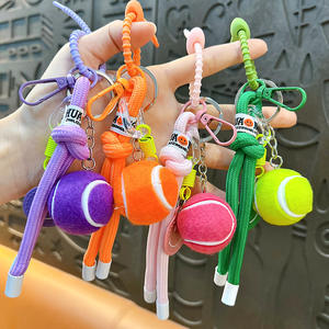 Porte-clés créatif et coloré en alliage de zinc, motif visage de tennis lumineux, avec pompon, écologique, pendentif de sac, petit cadeau pour voiture de sport - Product Image 1