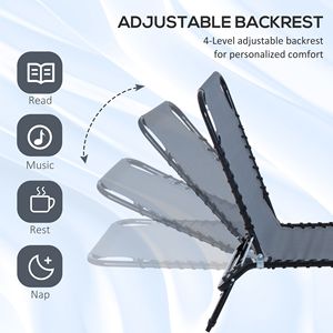 Sdraio Pieghevole da Esterno a 4 Posizioni Reclinabili, Sedia a Sdraio Traspirante in Rete per Piscina, Patio e Prendisole - Product Image 4