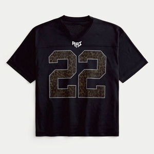 Maillot de football américain en mesh noir personnalisé tendance 2026, imprimé léopard avec numéro, style streetwear, fabrication OEM ODM en gros, USA - Product Image 5