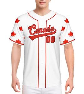 Camiseta de Béisbol Blanca con Hoja de Arce Roja, Nombre y Número Personalizados, Unisex, para Adultos, Poliéster Transpirable, Impresión Digital, Servicio OEM - Product Image 1