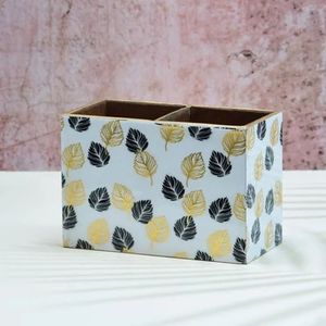 Floral Pattern Wood Cutlery Holder 3 Compartment <b>Tabletop</b> Utensil Caddy Fork Spoon Knife Storage Organizer Kitchen Dining Box - Product Image 4