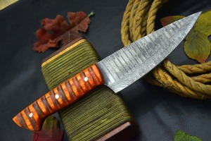 Cuchillo de chef premium a precio de fábrica, cuchillo de chef de acero de Damasco de 10 pulgadas con mango de madera, punta curva, logotipo personalizado, afilado como una navaja. - Product Image 5