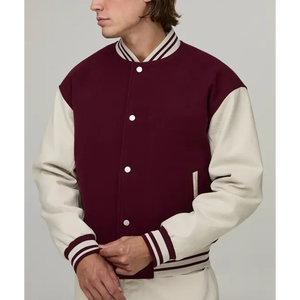 เสื้อแจ็คเก็ตหนังผู้ชายปี 2026 แจ็คเก็ตมอเตอร์ไซค์ฤดูหนาวแบบ Bomber แจ็คเก็ตเบสบอล ปักลายปักแบบกำหนดเอง แจ็คเก็ต Letterman Varsity สำหรับผู้ชาย - Product Image 5
