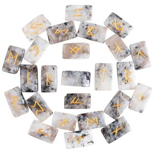 Juego de Piedras Rúnicas de Piedra Lunar Arcoíris Natural, 25 Piezas, Piedras Rúnicas Grabadas para Adivinación, Colección, Venta al por Mayor - Product Image 1