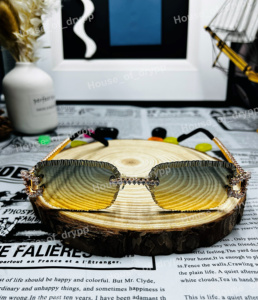 Round Brilliant Cut Rimless Gradient Sunglasses Moissanite Diamond Iced <b>Frame</b> Luxury Hip Hop Street Fashion Eyewear - Product Image 1