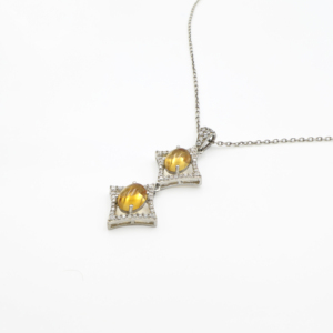 925 Sterling Silver Natural <b>Citrine</b> <b>Pendant</b> & Earring Set Rhodium Plated - Product Image 5