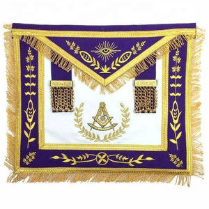 ผ้ากันเปื้อนเมสันสำหรับผู้รุ่นเก่า  ผ้ากันเปื้อนเครื่องราชอิสริยาภรณ์เมสัน  ลายปักสีเงินอย่างหรูหรา  ลายสี่เหลี่ยมบนผ้าสีน้ำเงินเข้ม ผ้ากันเปื้อนไวท์ลอดจ์ - Product Image 5