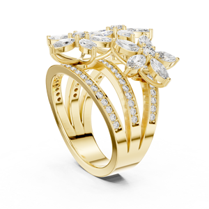 Anillos de Diamantes con Corte Marquesa en Oro Amarillo para Mujer, Diseño Floral Romántico, Certificado IGI, Joyería de Boda en Oro de 10/14/18K - Product Image 4