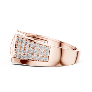 Anillo REGAL LOCK PAVE con Diamantes Cultivados en Laboratorio, Oro Rosa de 18 Quilates, Chapado en Rodio, Lujoso, para Boda, Compromiso, Regalo, Uso Diario, Oficina, Hombre - Product Image 3