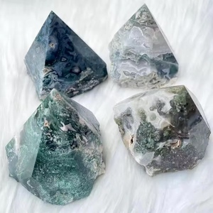 Tour de cristal en agate mousse naturelle en gros avec base brute pour la décoration intérieure, la guérison Reiki, les pierres énergétiques et les spécimens minéraux - Product Image 5