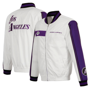 Custom Lakers Men Varsity <b>Jacket</b> Eco-Friendly Reversible Winter Autumn Front Logo Embroidery <b>Patch</b> Ready OEM/ODM - Product Image 1
