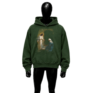 NUEVO PRODUCTO PREMIUM: JESÚS CRISTO APARECIÉNDOSE A LA VIRGEN MARÍA, VERDE FOREST, FE CRISTIANA, ROPA CASUAL DE OTOÑO, CLÁSICA, RELAJADA, CÓMODA - Product Image 1