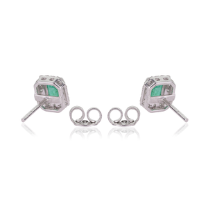 Boucles d'oreilles en argent sterling 925 avec émeraudes naturelles et diamants halo, best-seller, haute qualité, pour femmes, bijoux fins - Product Image 6