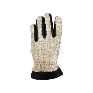 Boucle Tweed Leather <b>Gloves</b> Winter Textured <b>Wool</b> Blend Unisex Fashion Full Finger Warm Bulk Elegant Driving <b>Gloves</b> - Product Image 6