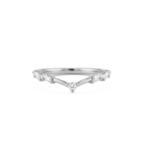 Bague de mariage minimaliste incurvée en or massif 14K 18K avec diamants de laboratoire marquise et ronds, cadeau romantique, bijoux de déclaration, vente en gros - Product Image 3