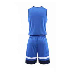 Conjunto de Camiseta de Baloncesto sin Mangas Azul para Hombre, Estampado Degradado, Uniformes de Poliéster que Absorben la Humedad, Pantalones Cortos con Cintura Elástica - Product Image 3