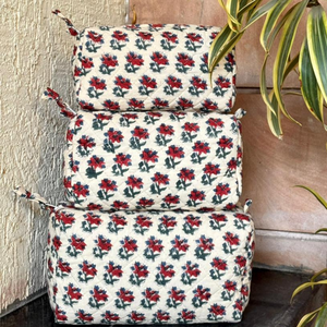Premium Jaipur Hand Block Printed <b>Toiletry</b> Bag Set of 3 Multi Function Eco Friendly Durable Waterproof Machine Washable Floral - Product Image 3
