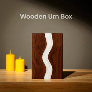 Urna funeraria artesanal de madera y resina con diseño de río, recuerdo conmemorativo para cenizas humanas, tamaño 9x5.5, caja para urna. - Product Image 1