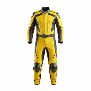 Traje de Carreras de Motocicleta Amarillo y Negro, Traje de Cuero Profesional para Motociclismo con Protección CE, Traje Personalizado para Motocross - Product Image 2
