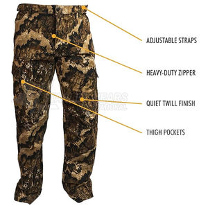 กางเกงล่าสัตว์ลำลองสำหรับผู้ชาย ผ้าแคนวาสโพลีเอสเตอร์ 100% ปิดด้วยซิปและกระดุม มีกระเป๋าด้านหน้า ด้านหลัง และด้านข้าง พร้อมเข็มขัด - Product Image 2