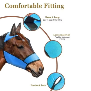 Voile anti-mouches en polycoton tricoté de qualité supérieure pour chevaux, avec protection des oreilles, respirant, couleurs assorties, pour l'entretien des chevaux - Product Image 2